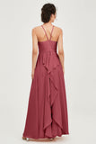 Halter Neck Elegant Bridesmaid Chiffon Dresses Sleeveless Formal Evening Dress Gowns