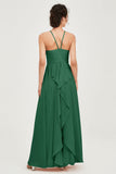 Halter Neck Elegant Bridesmaid Chiffon Dresses Sleeveless Formal Evening Dress Gowns