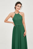 Halter Neck Elegant Bridesmaid Chiffon Dresses Sleeveless Formal Evening Dress Gowns