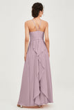 Halter Neck Elegant Bridesmaid Chiffon Dresses Sleeveless Formal Evening Dress Gowns