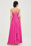 Halter Neck Elegant Bridesmaid Chiffon Dresses Sleeveless Formal Evening Dress Gowns