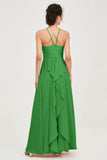 Halter Neck Elegant Bridesmaid Chiffon Dresses Sleeveless Formal Evening Dress Gowns
