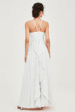 Halter Neck Elegant Bridesmaid Chiffon Dresses Sleeveless Formal Evening Dress Gowns