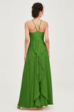 Halter Neck Elegant Bridesmaid Chiffon Dresses Sleeveless Formal Evening Dress Gowns