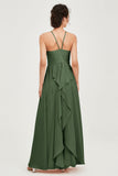 Halter Neck Elegant Bridesmaid Chiffon Dresses Sleeveless Formal Evening Dress Gowns