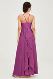 Halter Neck Elegant Bridesmaid Chiffon Dresses Sleeveless Formal Evening Dress Gowns