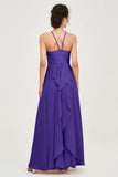 Halter Neck Elegant Bridesmaid Chiffon Dresses Sleeveless Formal Evening Dress Gowns