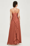 Halter Neck Elegant Bridesmaid Chiffon Dresses Sleeveless Formal Evening Dress Gowns