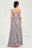 Halter Neck Elegant Bridesmaid Chiffon Dresses Sleeveless Formal Evening Dress Gowns
