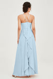 Halter Neck Elegant Bridesmaid Chiffon Dresses Sleeveless Formal Evening Dress Gowns