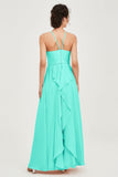 Halter Neck Elegant Bridesmaid Chiffon Dresses Sleeveless Formal Evening Dress Gowns