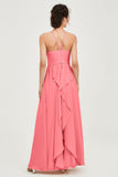 Halter Neck Elegant Bridesmaid Chiffon Dresses Sleeveless Formal Evening Dress Gowns