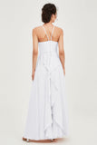 Halter Neck Elegant Bridesmaid Chiffon Dresses Sleeveless Formal Evening Dress Gowns