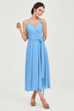 Spaghetti Straps Chiffon Wedding Guest Dress Junior Bridesmaid Dresses Occasion Gowns