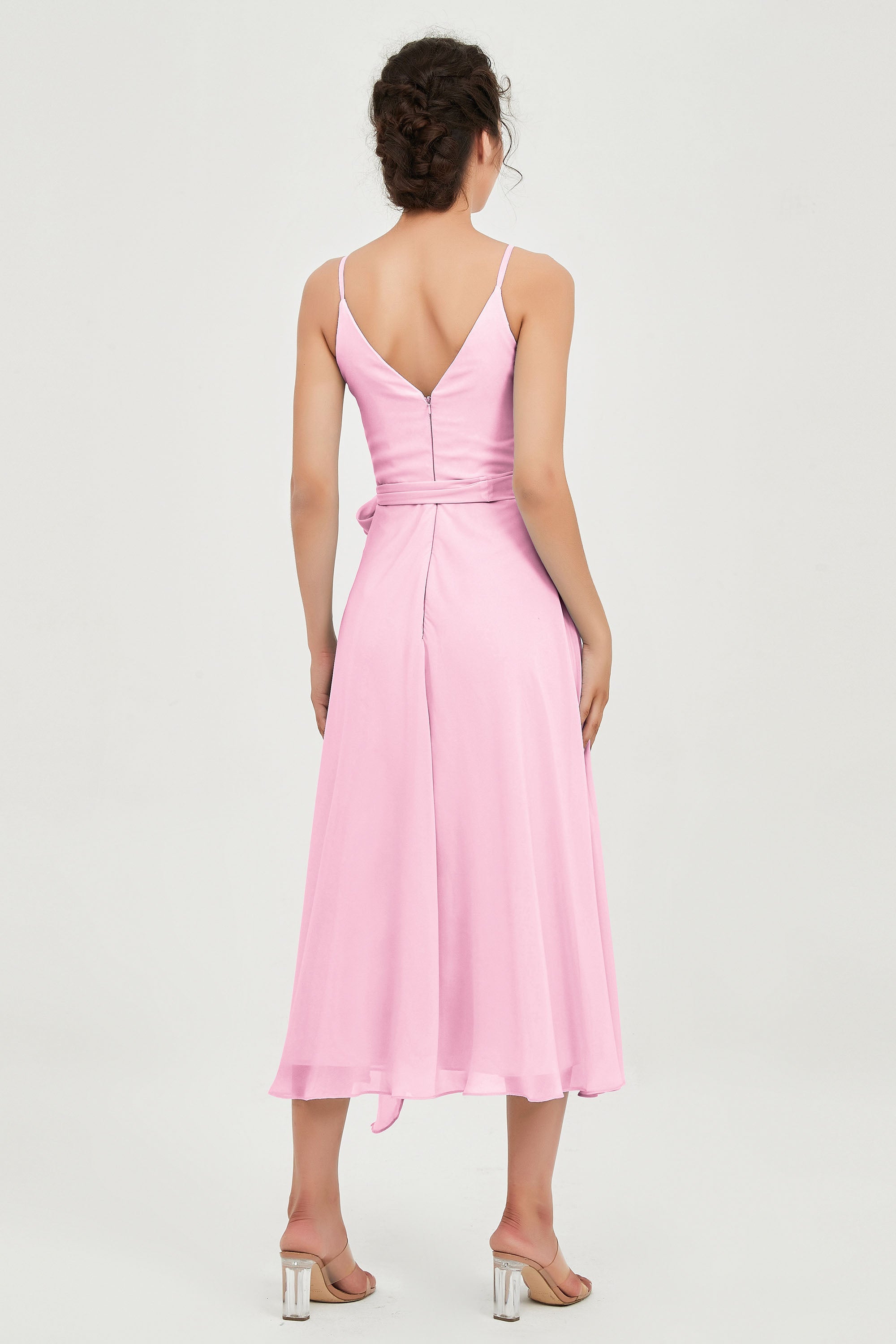 Spaghetti Straps Chiffon Wedding Guest Dress Junior Bridesmaid Dresses Occasion Gowns
