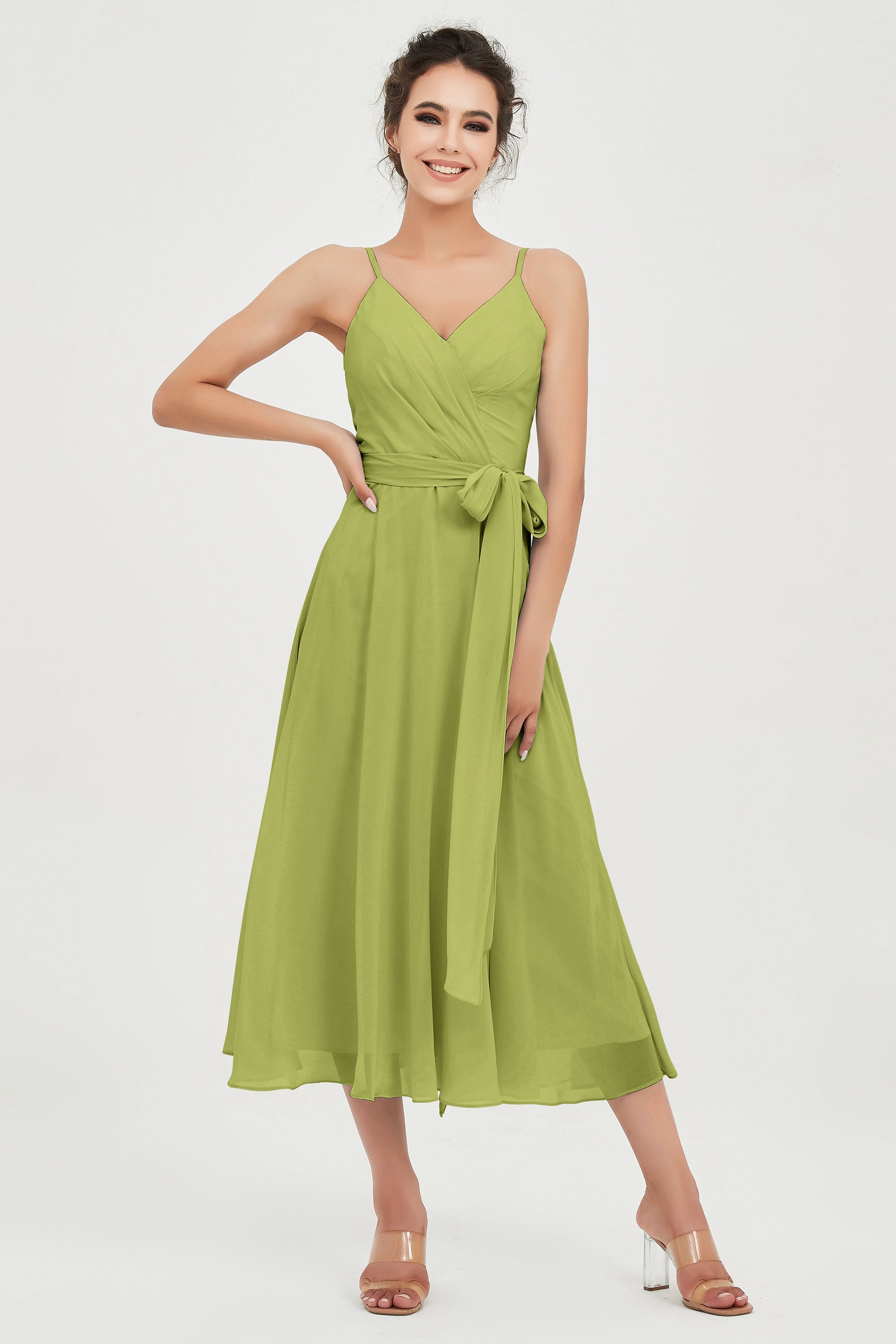 Spaghetti Straps Chiffon Wedding Guest Dress Junior Bridesmaid Dresses Occasion Gowns