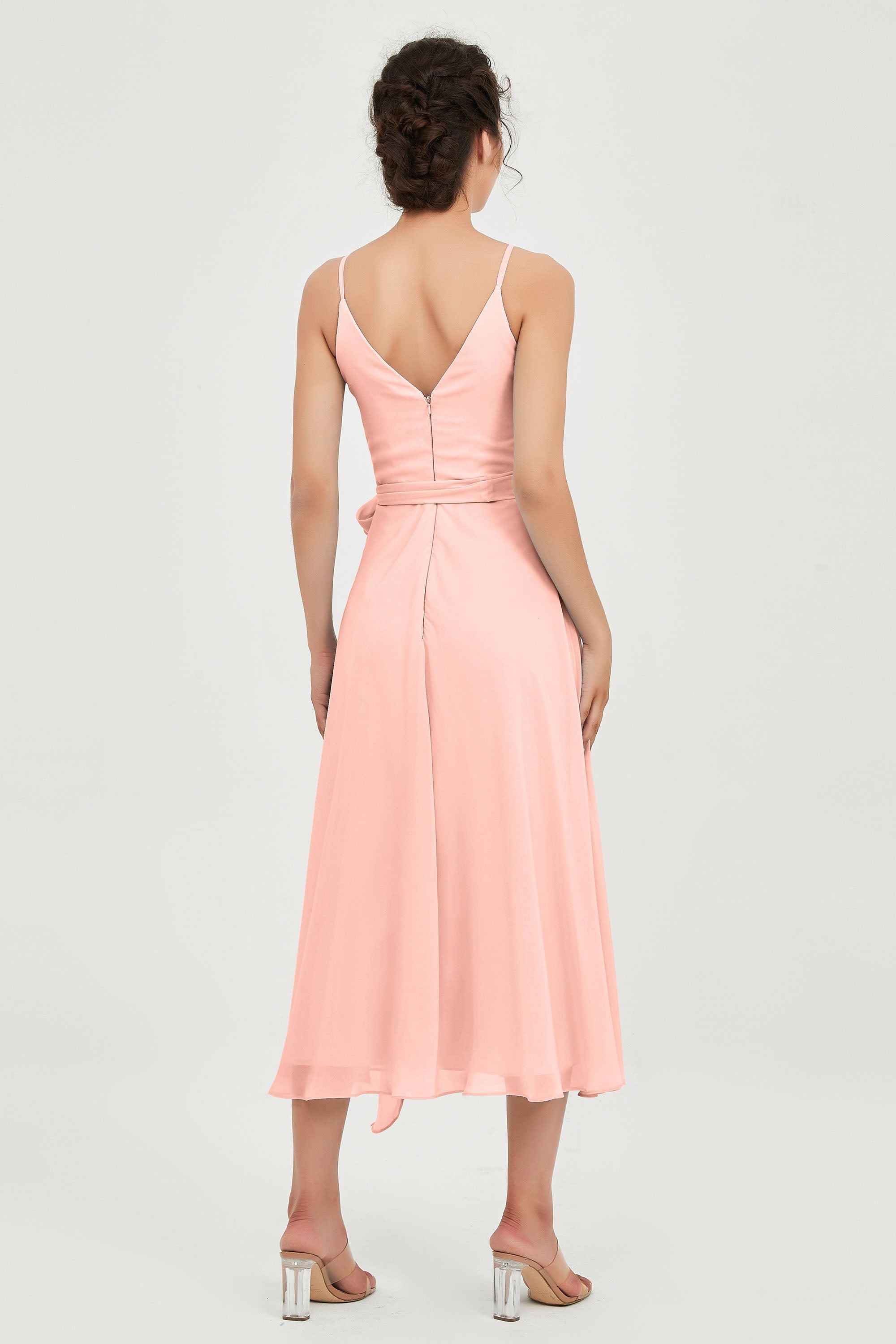 Spaghetti Straps Chiffon Wedding Guest Dress Junior Bridesmaid Dresses Occasion Gowns