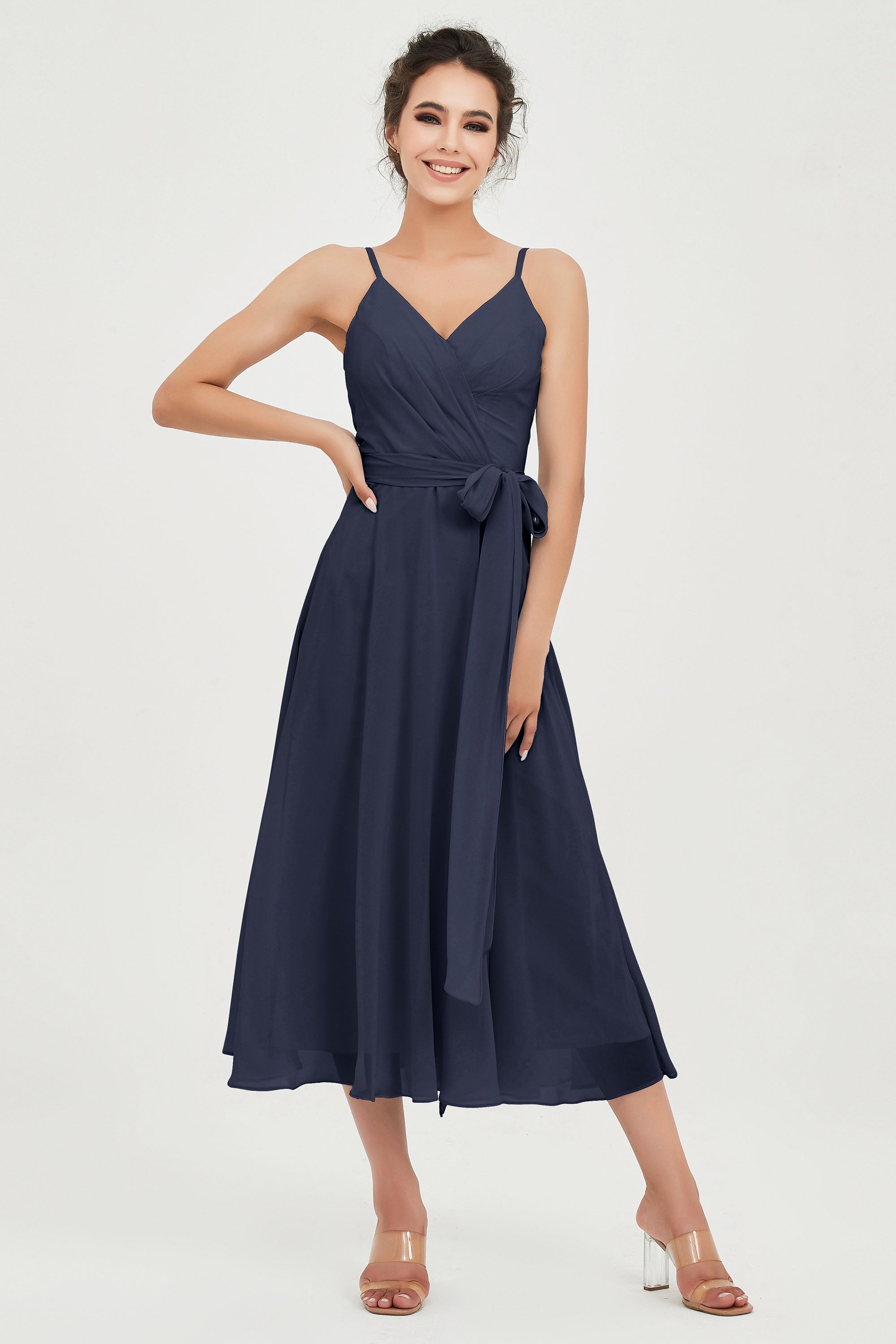 Spaghetti Straps Chiffon Wedding Guest Dress Junior Bridesmaid Dresses Occasion Gowns