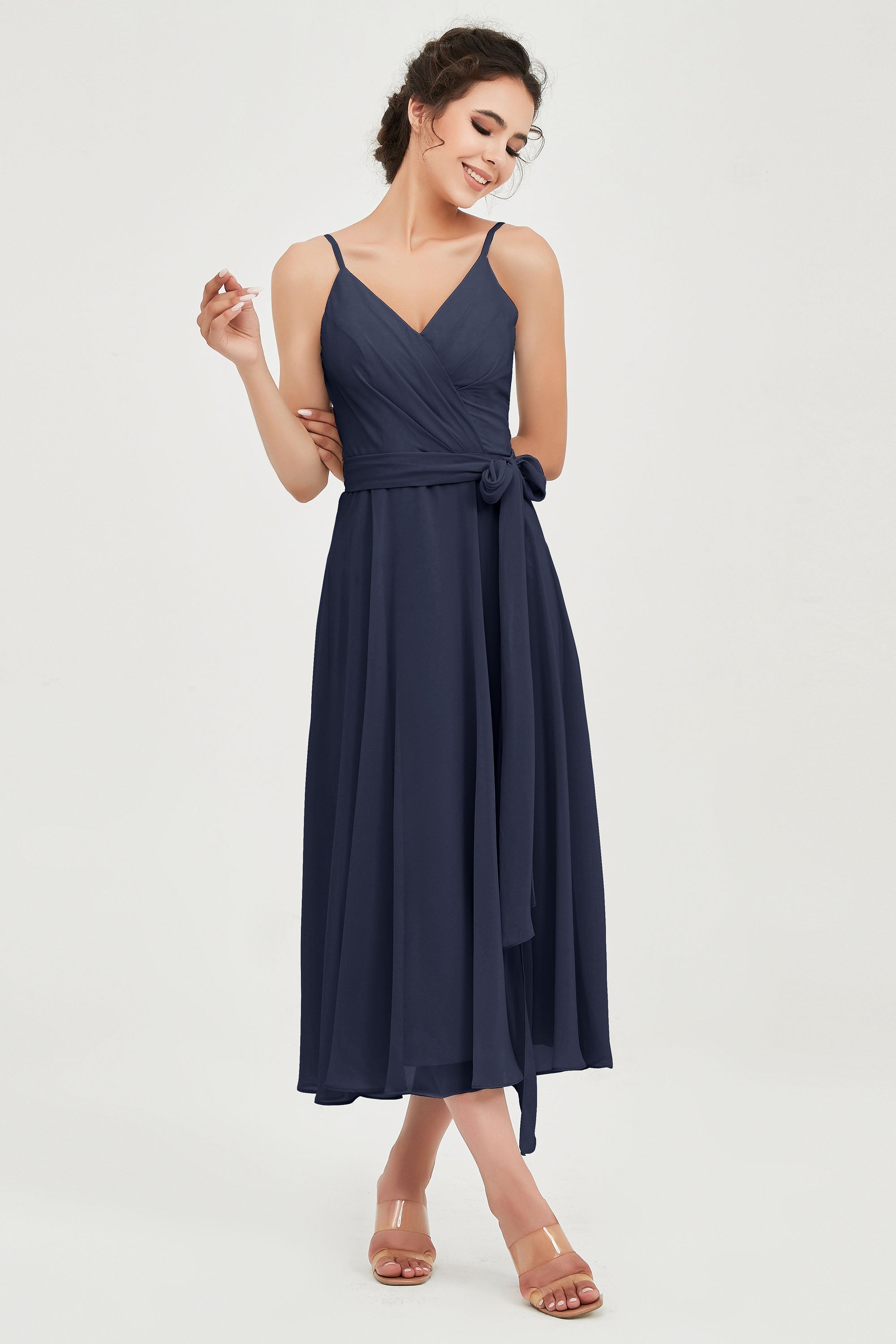 Spaghetti Straps Chiffon Wedding Guest Dress Junior Bridesmaid Dresses Occasion Gowns