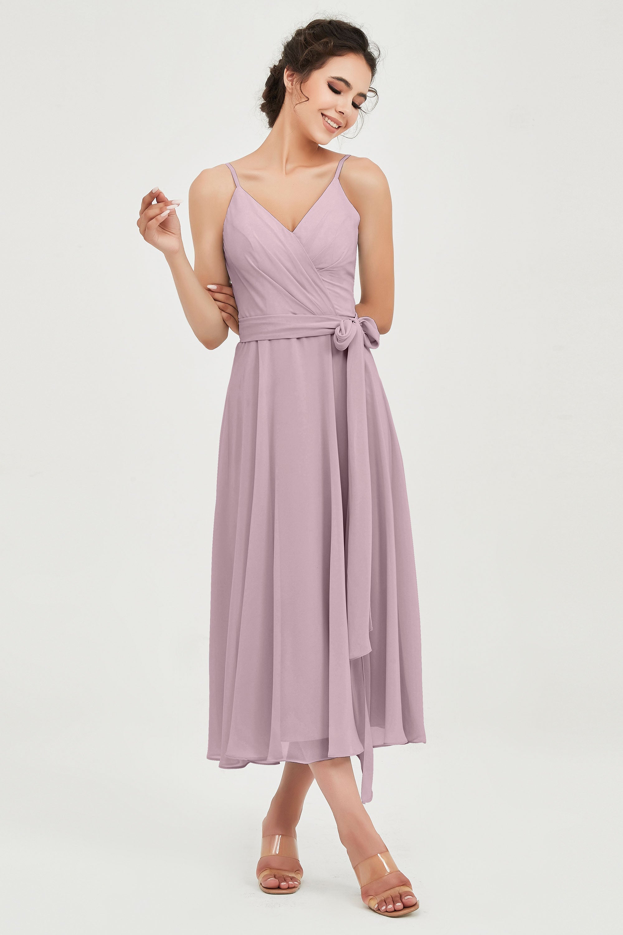 Spaghetti Straps Chiffon Wedding Guest Dress Junior Bridesmaid Dresses Occasion Gowns