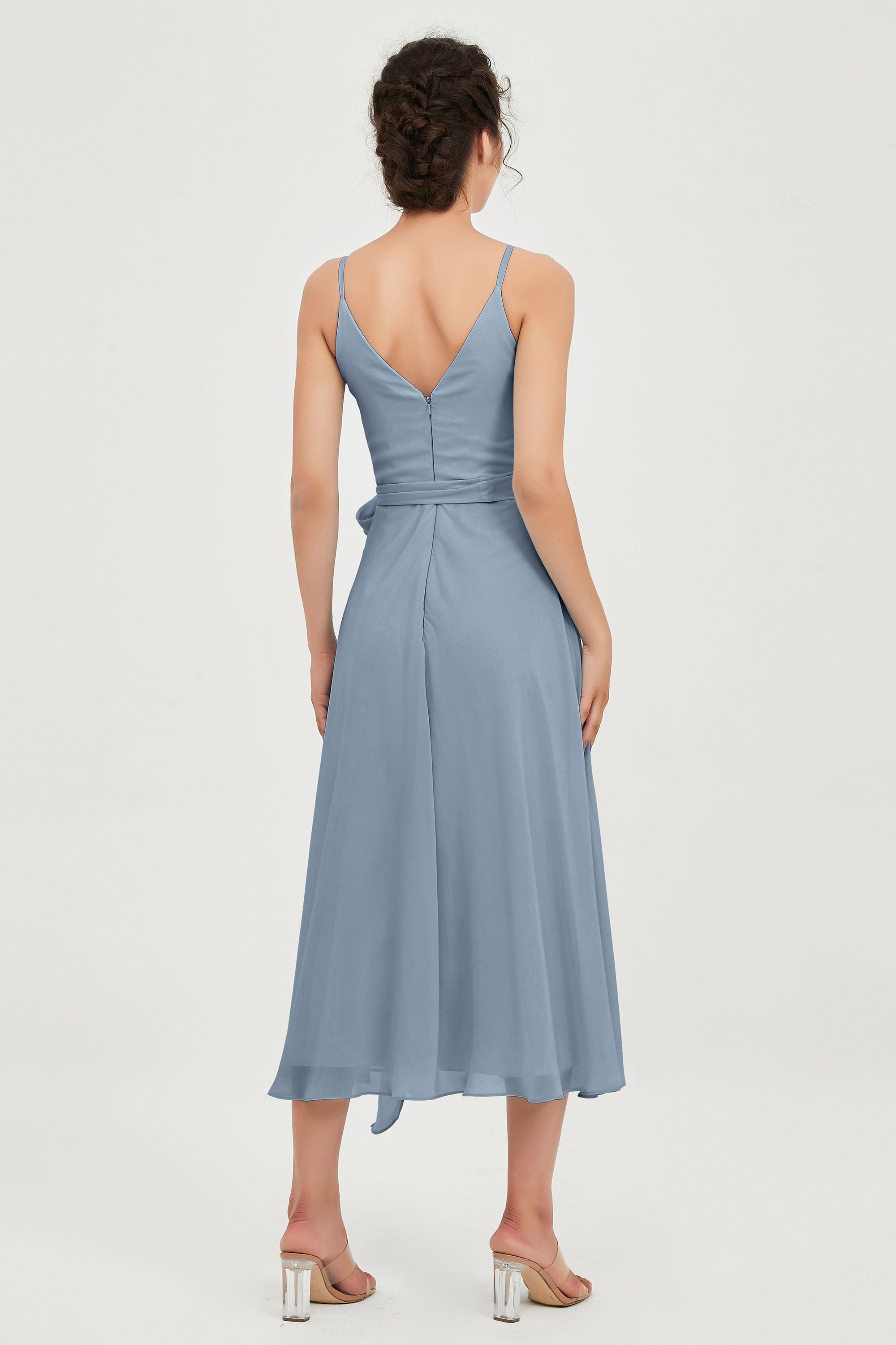 Spaghetti Straps Chiffon Wedding Guest Dress Junior Bridesmaid Dresses Occasion Gowns