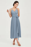 Spaghetti Straps Chiffon Wedding Guest Dress Junior Bridesmaid Dresses Occasion Gowns