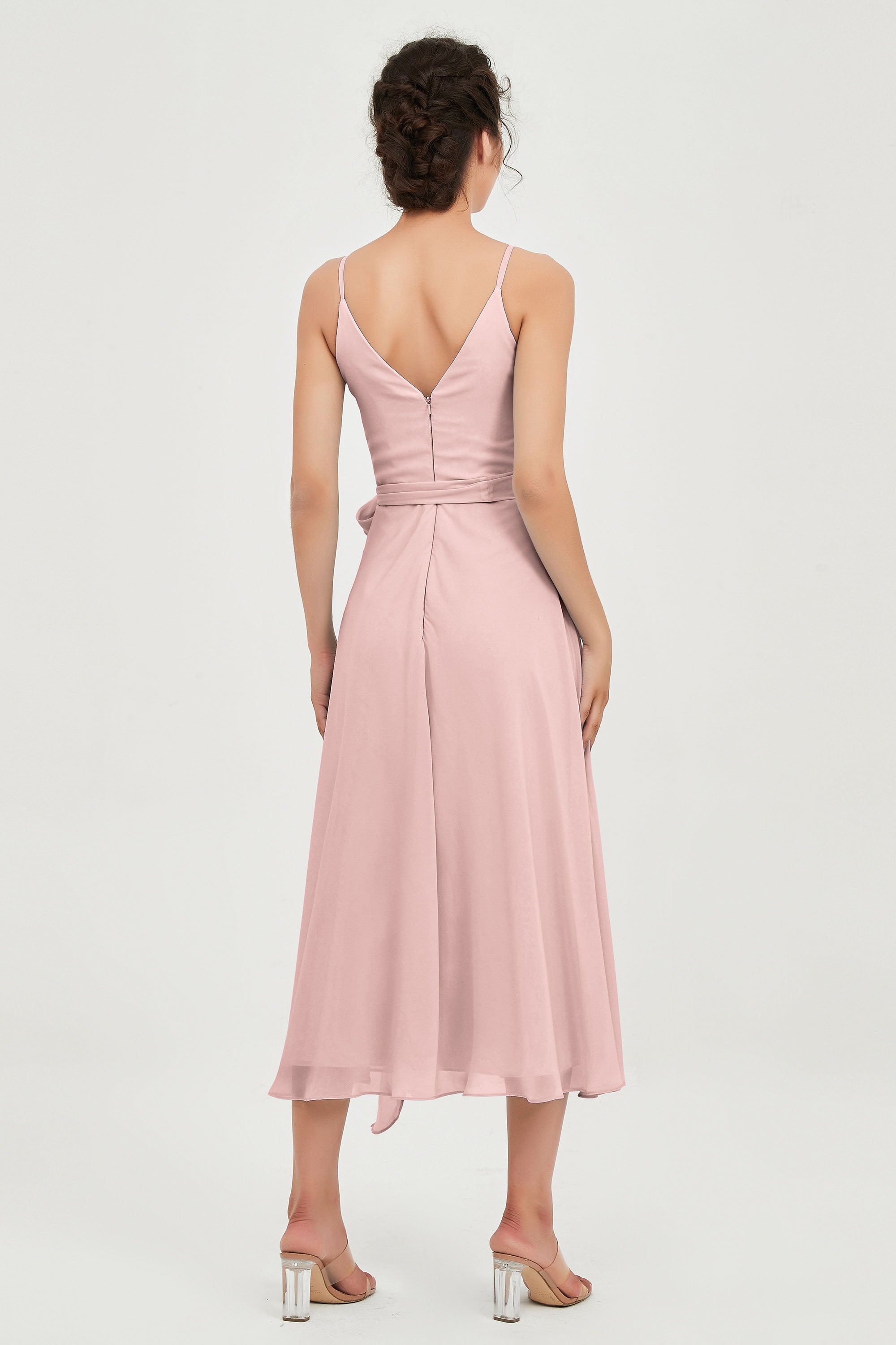 Spaghetti Straps Chiffon Wedding Guest Dress Junior Bridesmaid Dresses Occasion Gowns