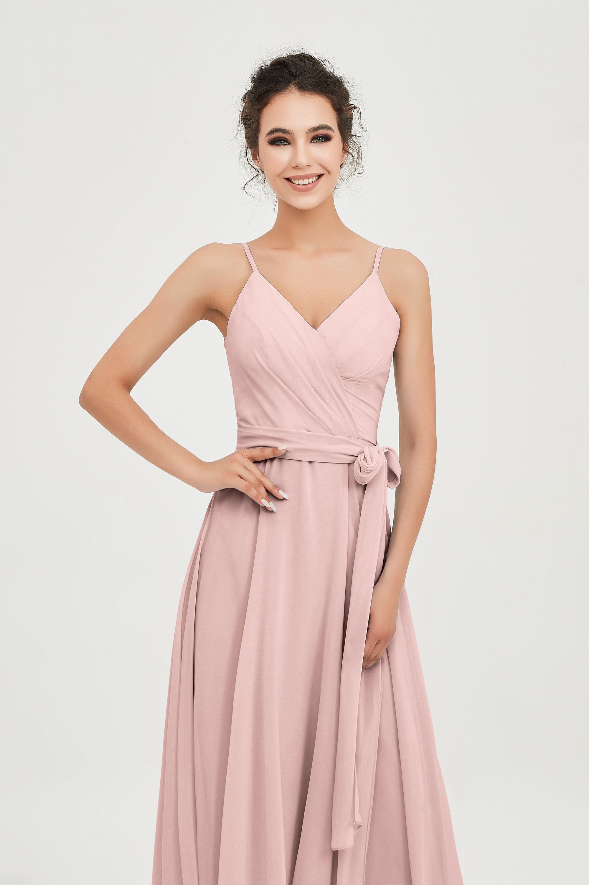 Spaghetti Straps Chiffon Wedding Guest Dress Junior Bridesmaid Dresses Occasion Gowns