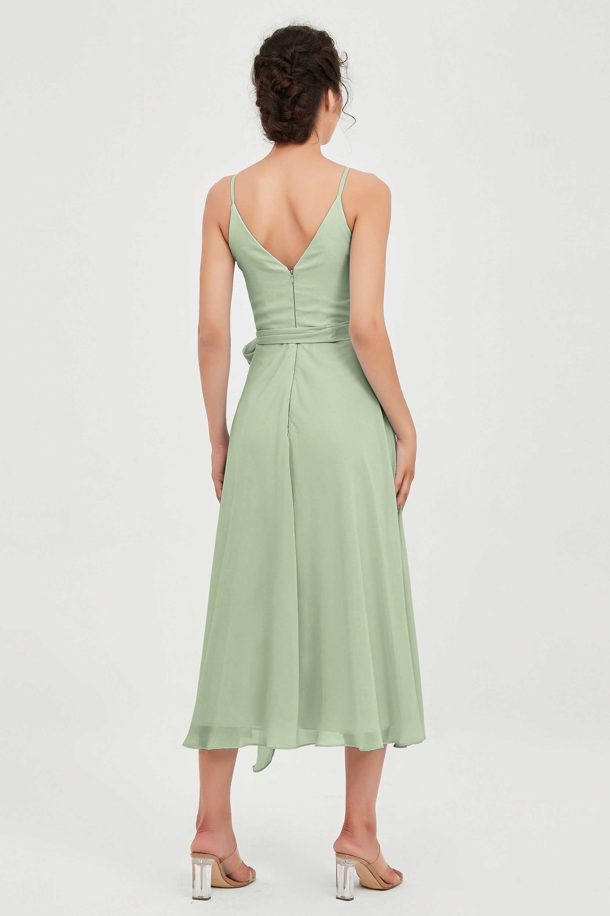 Spaghetti Straps Chiffon Wedding Guest Dress Junior Bridesmaid Dresses Occasion Gowns