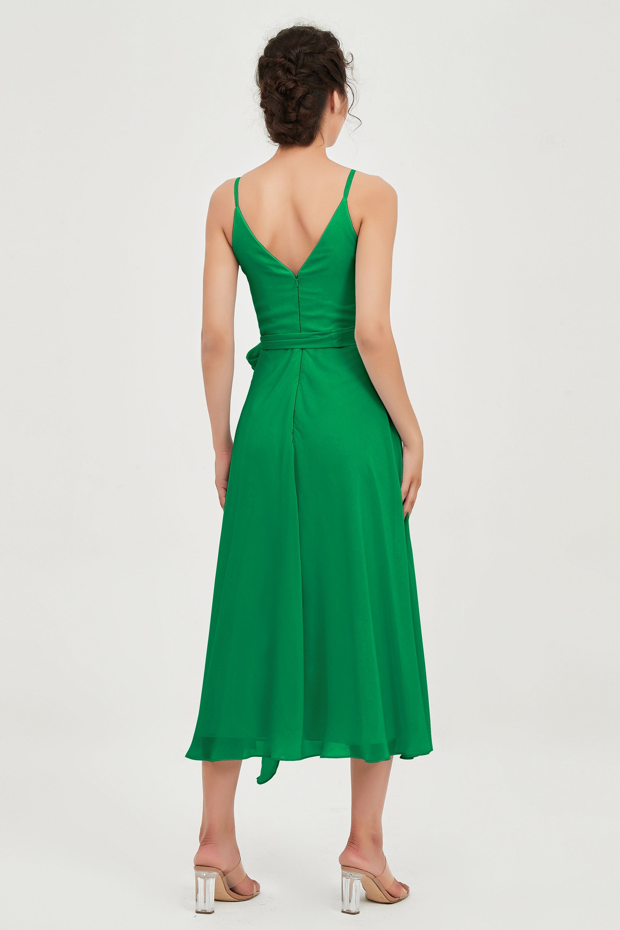 Spaghetti Straps Chiffon Wedding Guest Dress Junior Bridesmaid Dresses Occasion Gowns