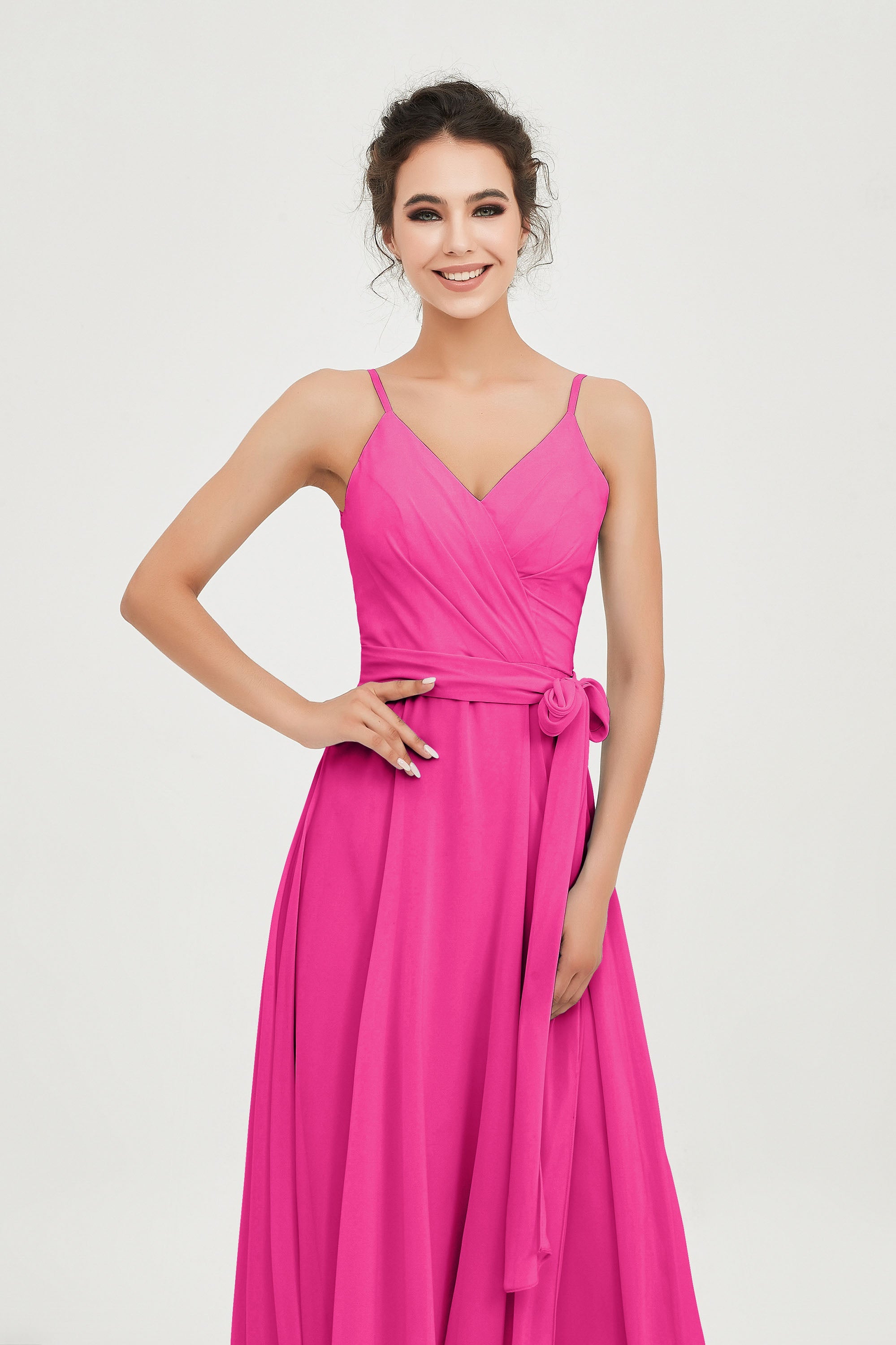 Spaghetti Straps Chiffon Wedding Guest Dress Junior Bridesmaid Dresses Occasion Gowns