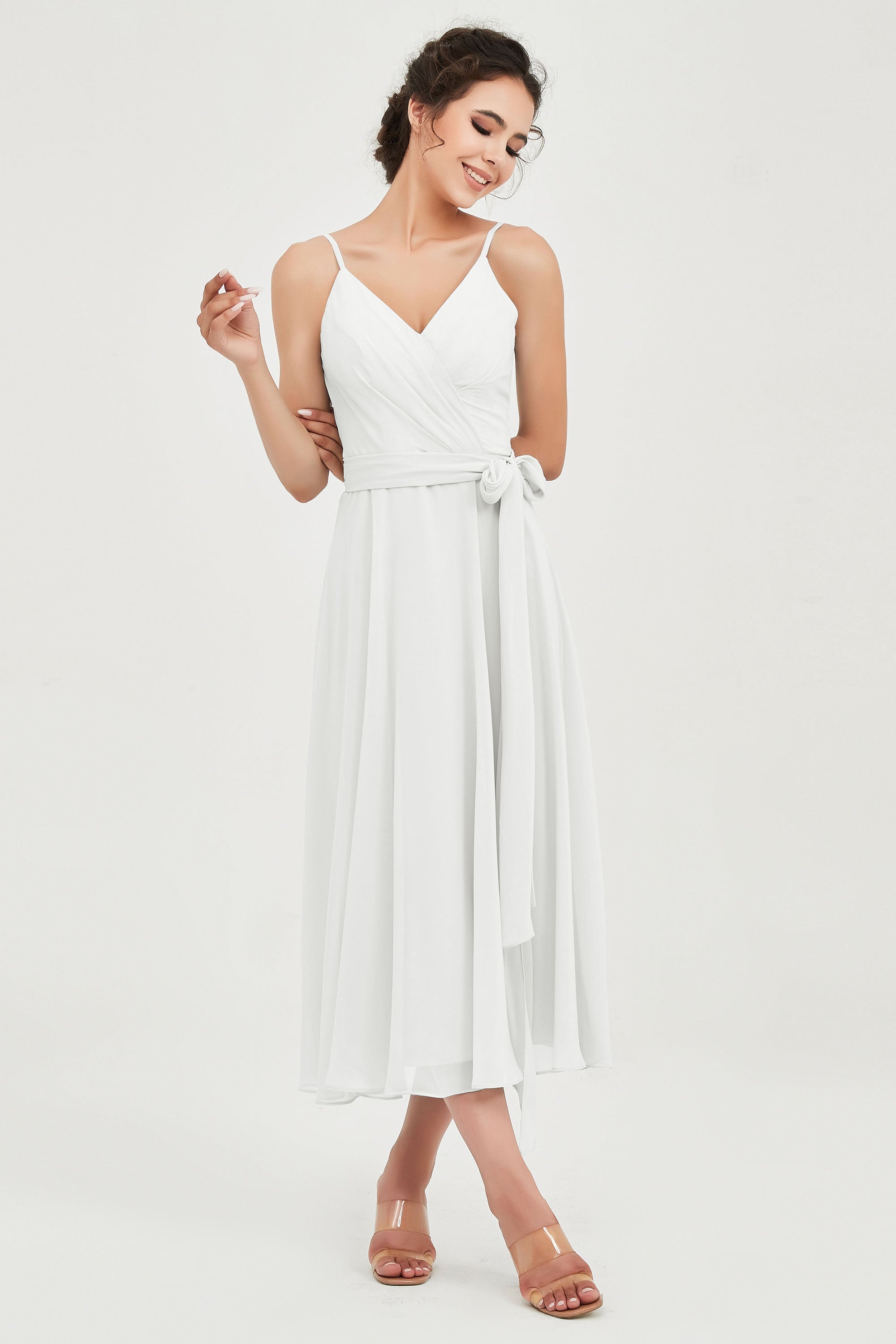 Spaghetti Straps Chiffon Wedding Guest Dress Junior Bridesmaid Dresses Occasion Gowns