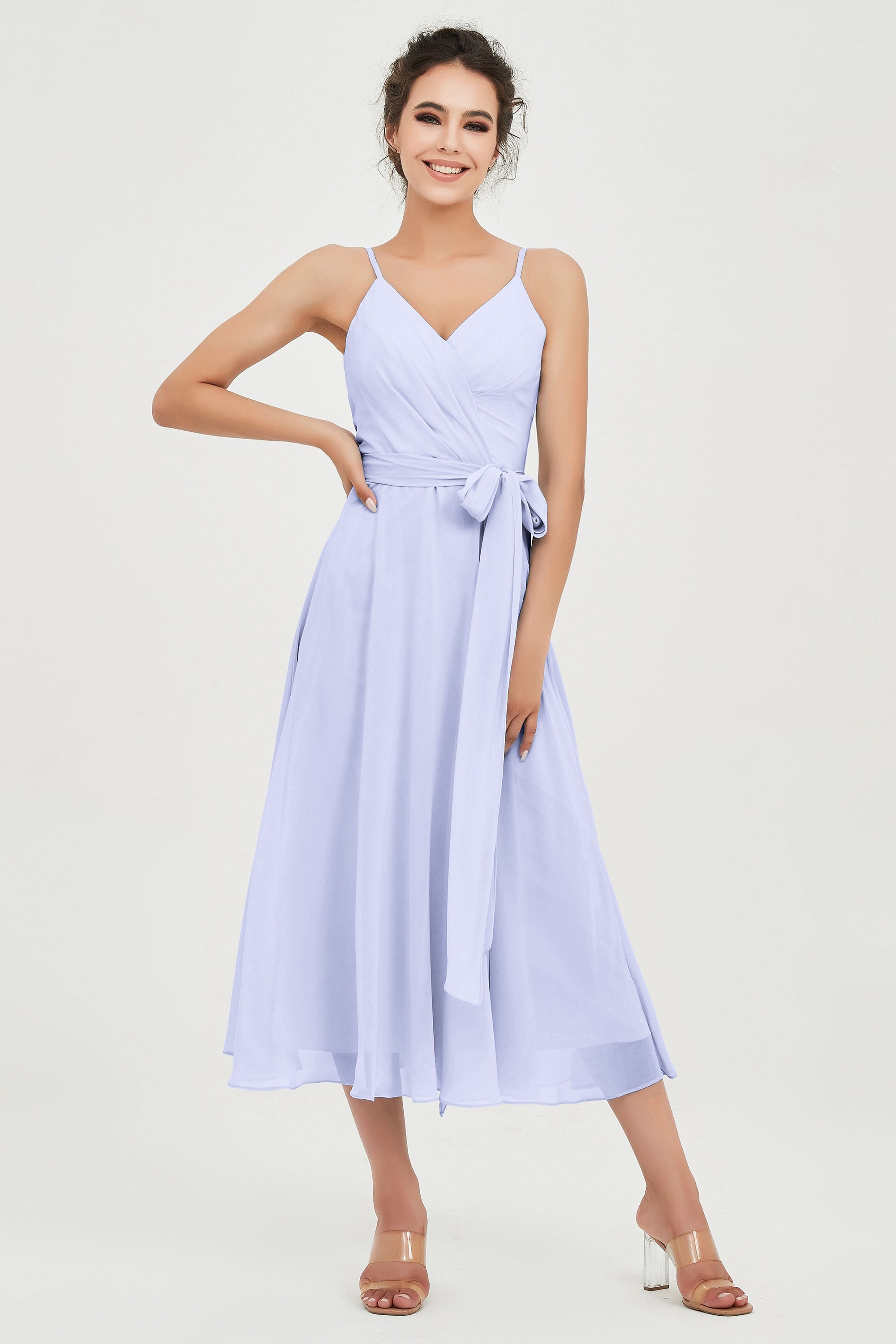 Spaghetti Straps Chiffon Wedding Guest Dress Junior Bridesmaid Dresses Occasion Gowns