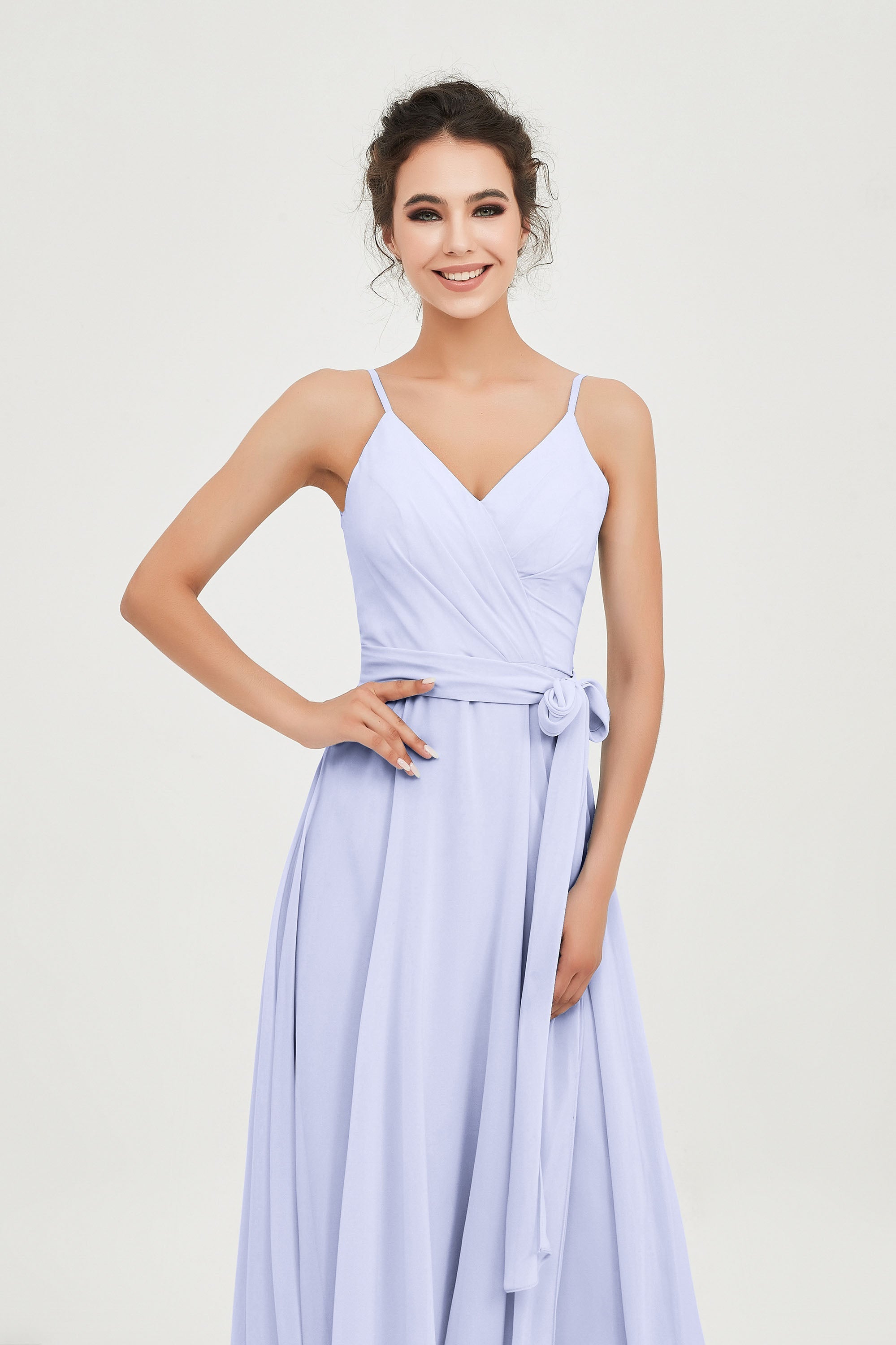Spaghetti Straps Chiffon Wedding Guest Dress Junior Bridesmaid Dresses Occasion Gowns