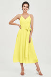 Spaghetti Straps Chiffon Wedding Guest Dress Junior Bridesmaid Dresses Occasion Gowns