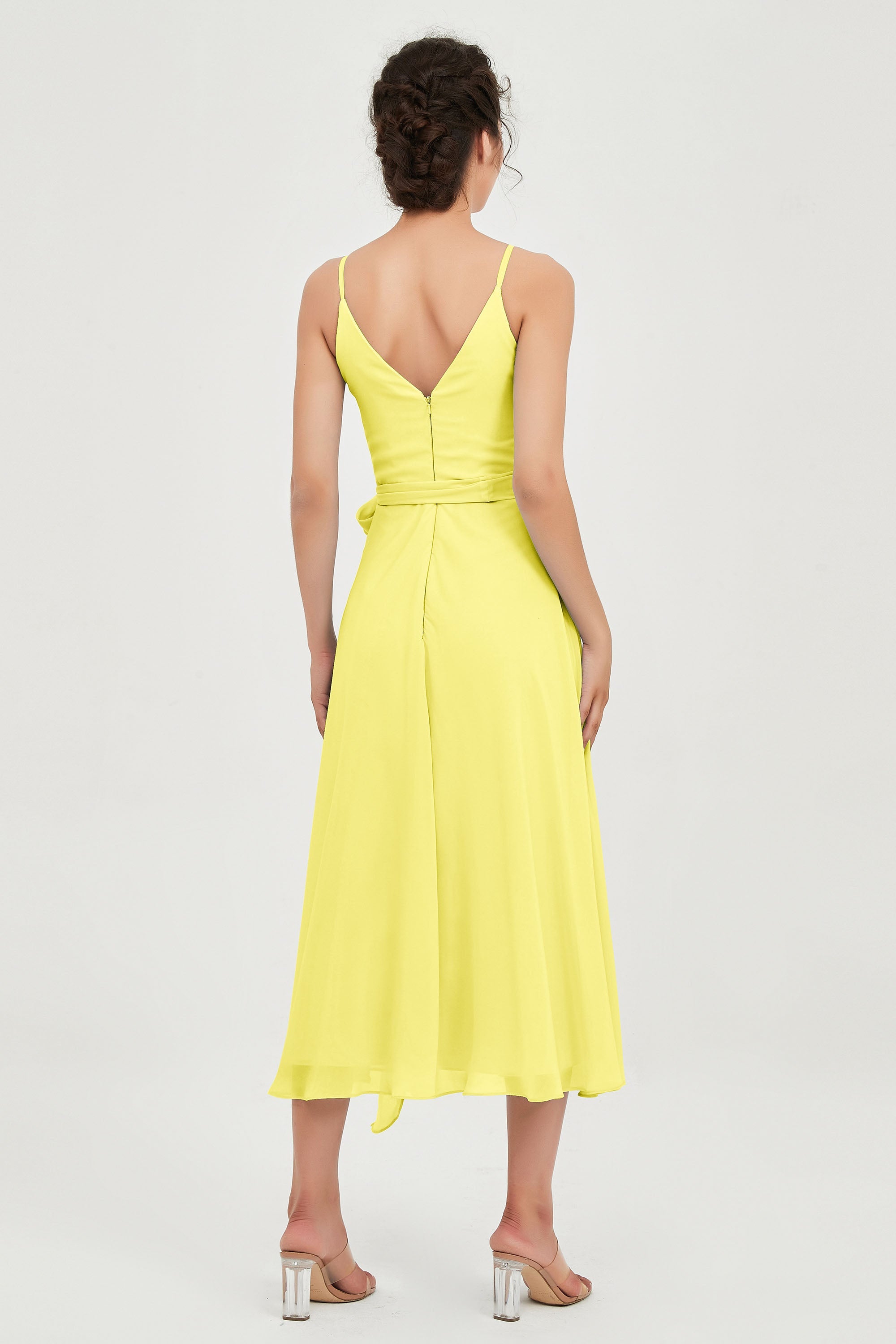 Spaghetti Straps Chiffon Wedding Guest Dress Junior Bridesmaid Dresses Occasion Gowns