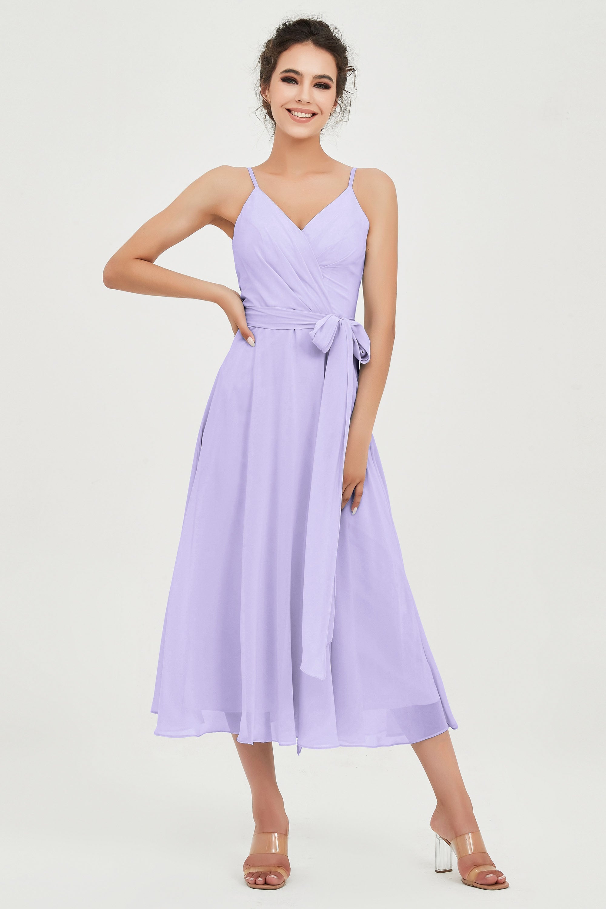 Spaghetti Straps Chiffon Wedding Guest Dress Junior Bridesmaid Dresses Occasion Gowns