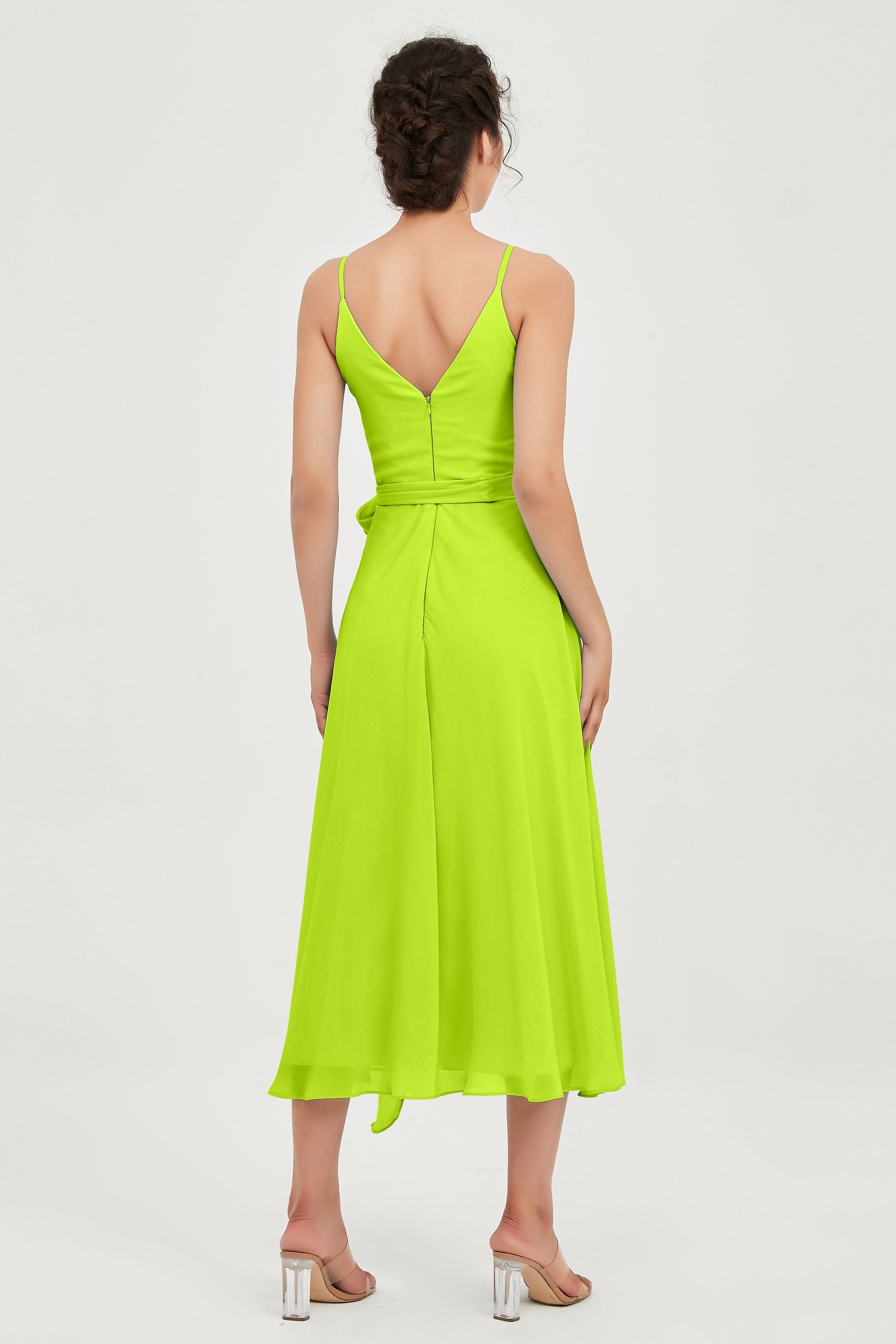 Spaghetti Straps Chiffon Wedding Guest Dress Junior Bridesmaid Dresses Occasion Gowns