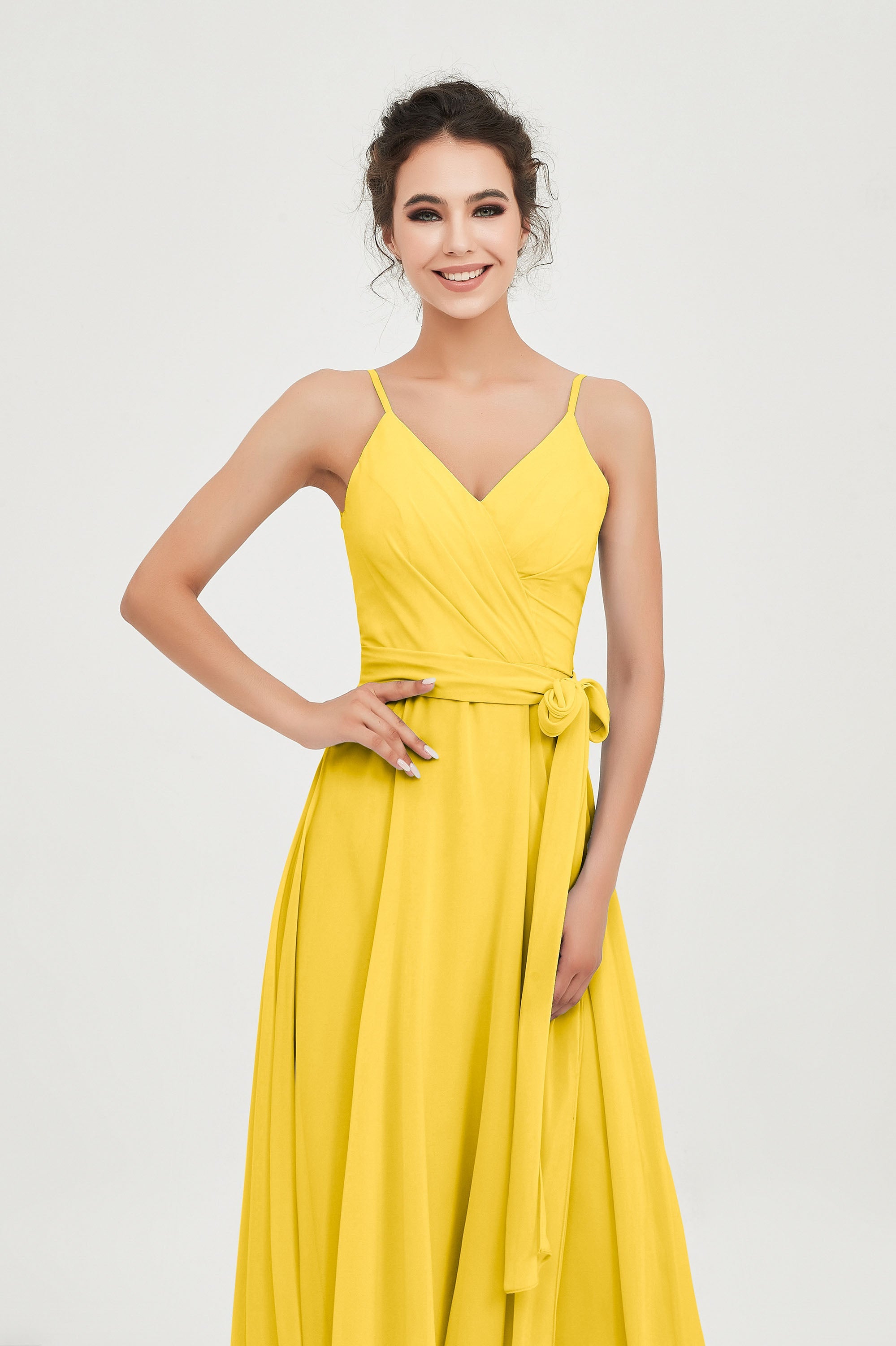 Spaghetti Straps Chiffon Wedding Guest Dress Junior Bridesmaid Dresses Occasion Gowns