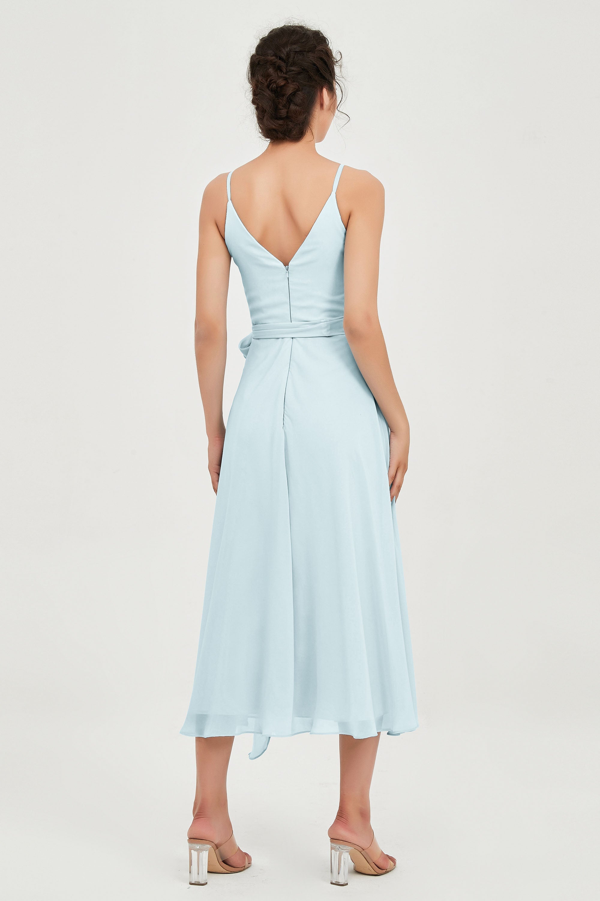 Spaghetti Straps Chiffon Wedding Guest Dress Junior Bridesmaid Dresses Occasion Gowns
