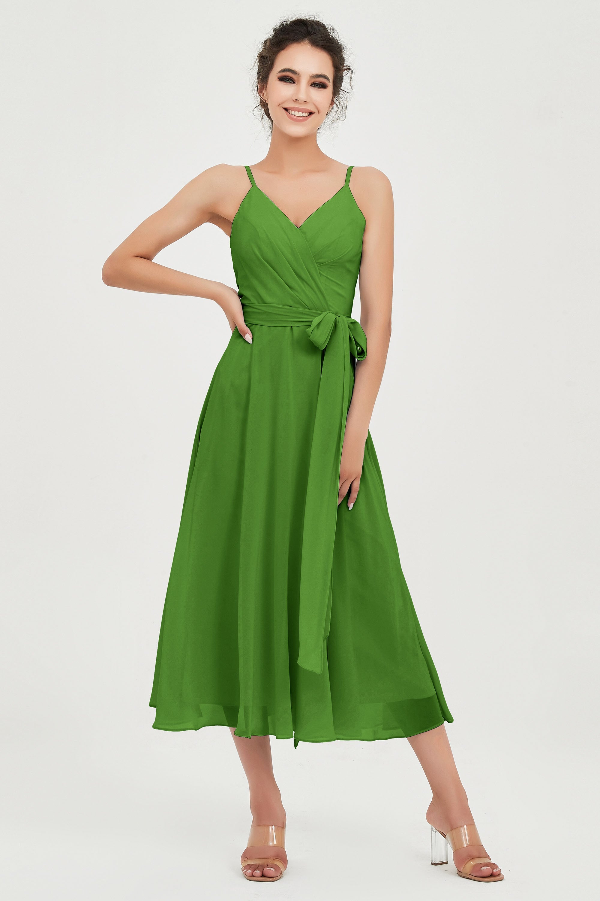 Spaghetti Straps Chiffon Wedding Guest Dress Junior Bridesmaid Dresses Occasion Gowns