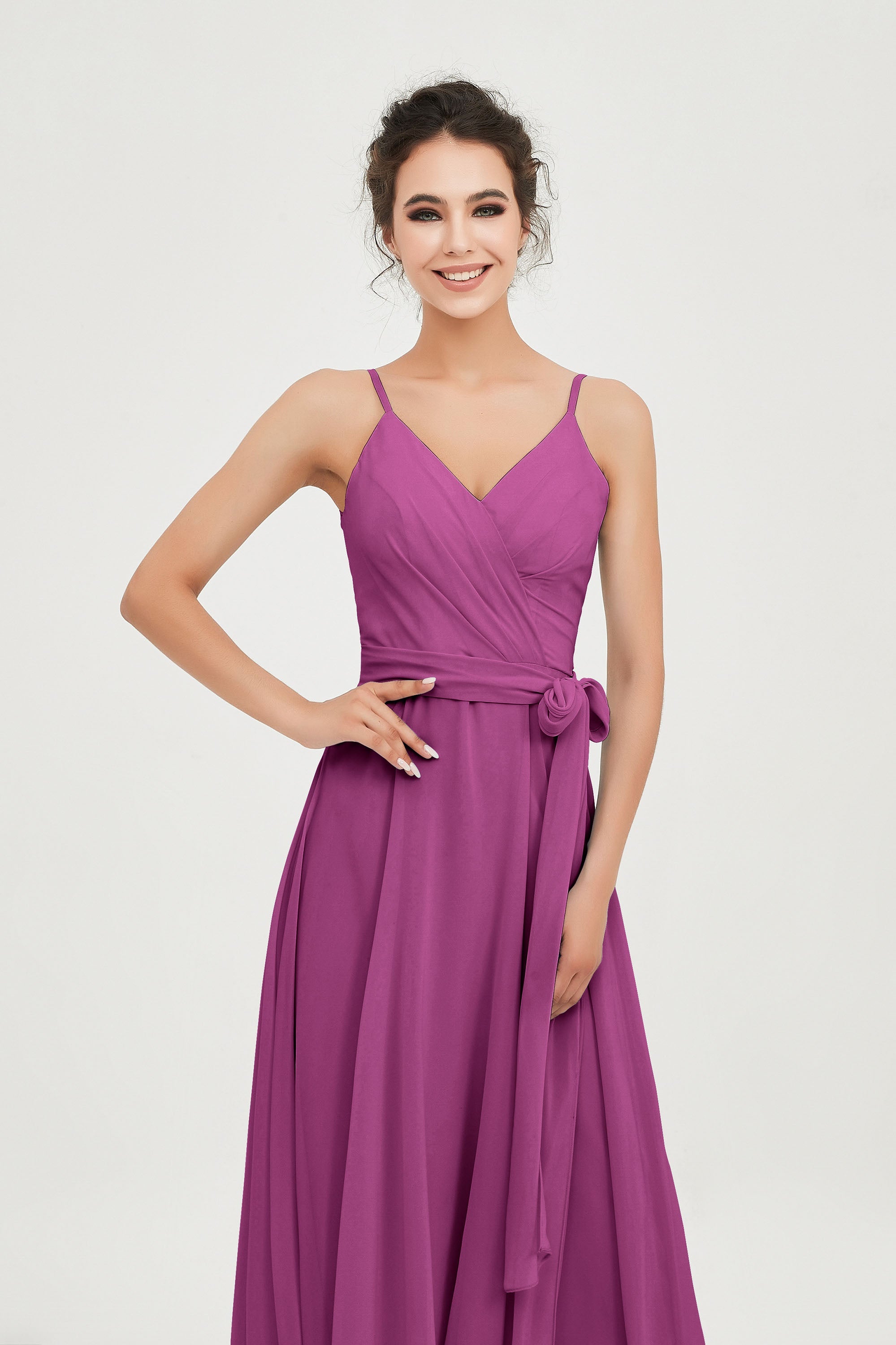Spaghetti Straps Chiffon Wedding Guest Dress Junior Bridesmaid Dresses Occasion Gowns