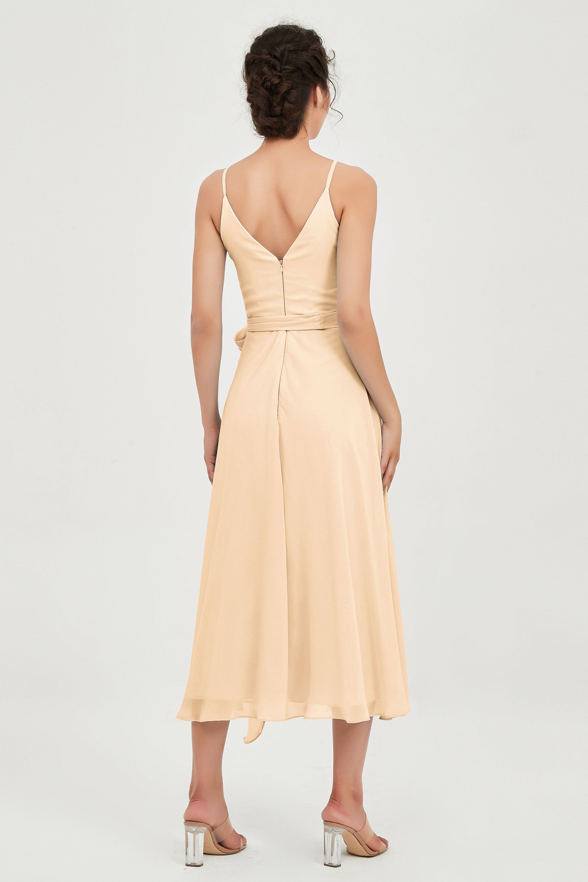 Spaghetti Straps Chiffon Wedding Guest Dress Junior Bridesmaid Dresses Occasion Gowns