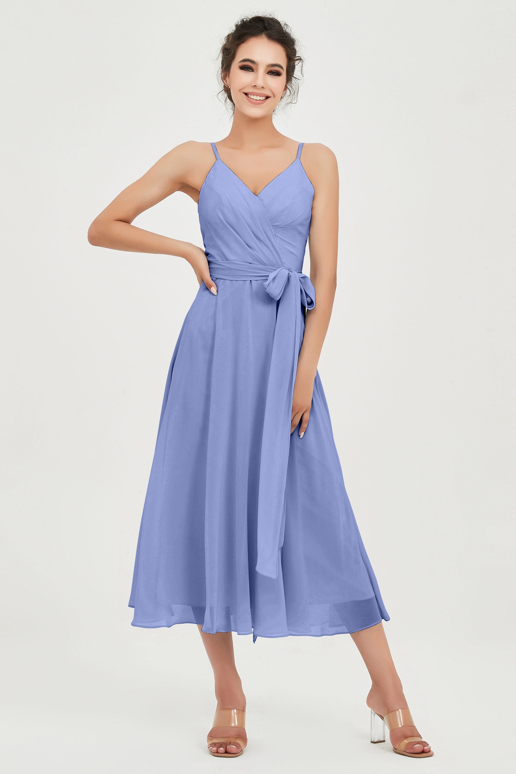 Spaghetti Straps Chiffon Wedding Guest Dress Junior Bridesmaid Dresses Occasion Gowns