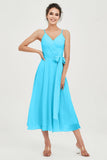 Spaghetti Straps Chiffon Wedding Guest Dress Junior Bridesmaid Dresses Occasion Gowns
