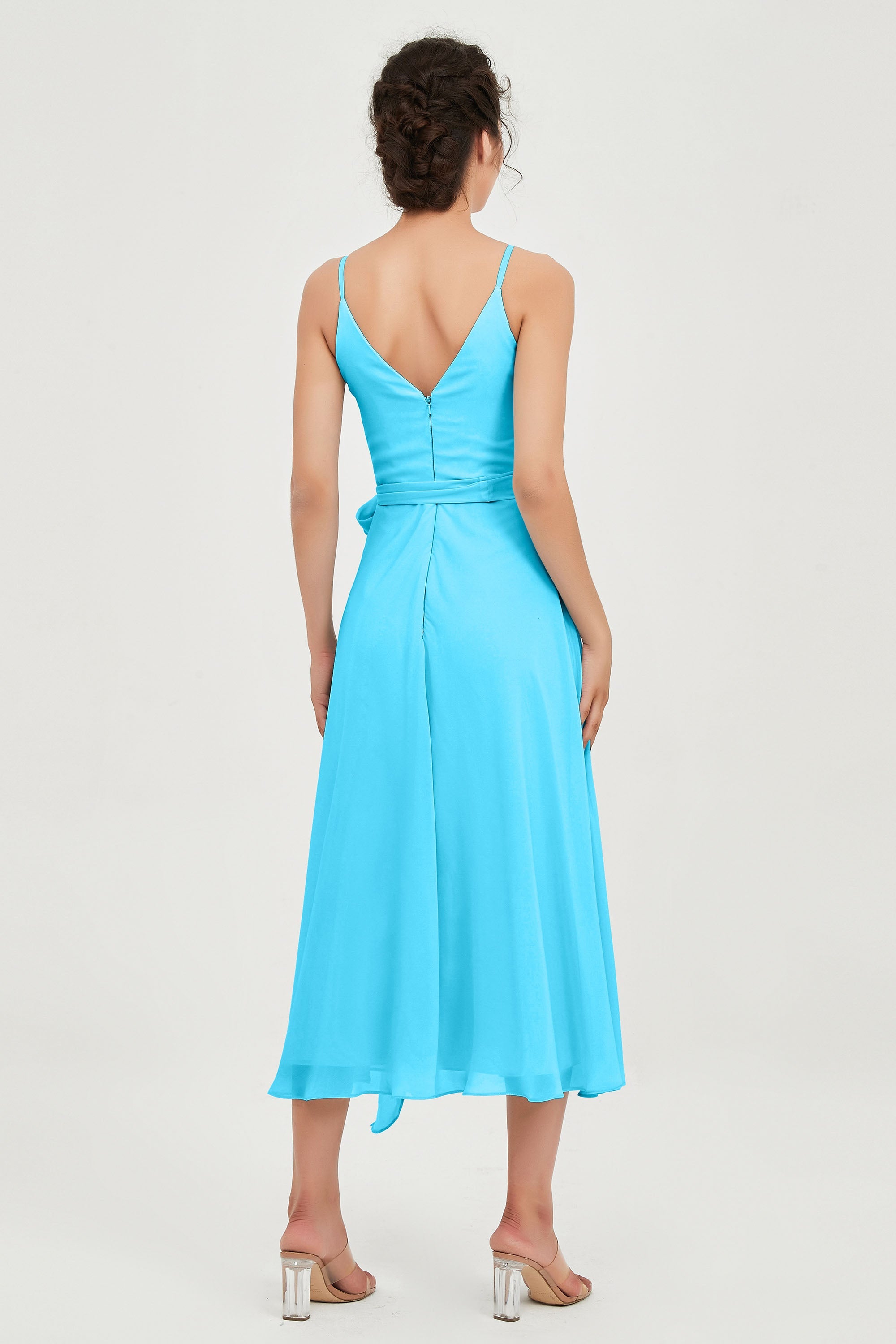 Spaghetti Straps Chiffon Wedding Guest Dress Junior Bridesmaid Dresses Occasion Gowns