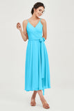 Spaghetti Straps Chiffon Wedding Guest Dress Junior Bridesmaid Dresses Occasion Gowns