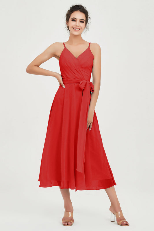 Spaghetti Straps Chiffon Wedding Guest Dress Junior Bridesmaid Dresses Occasion Gowns