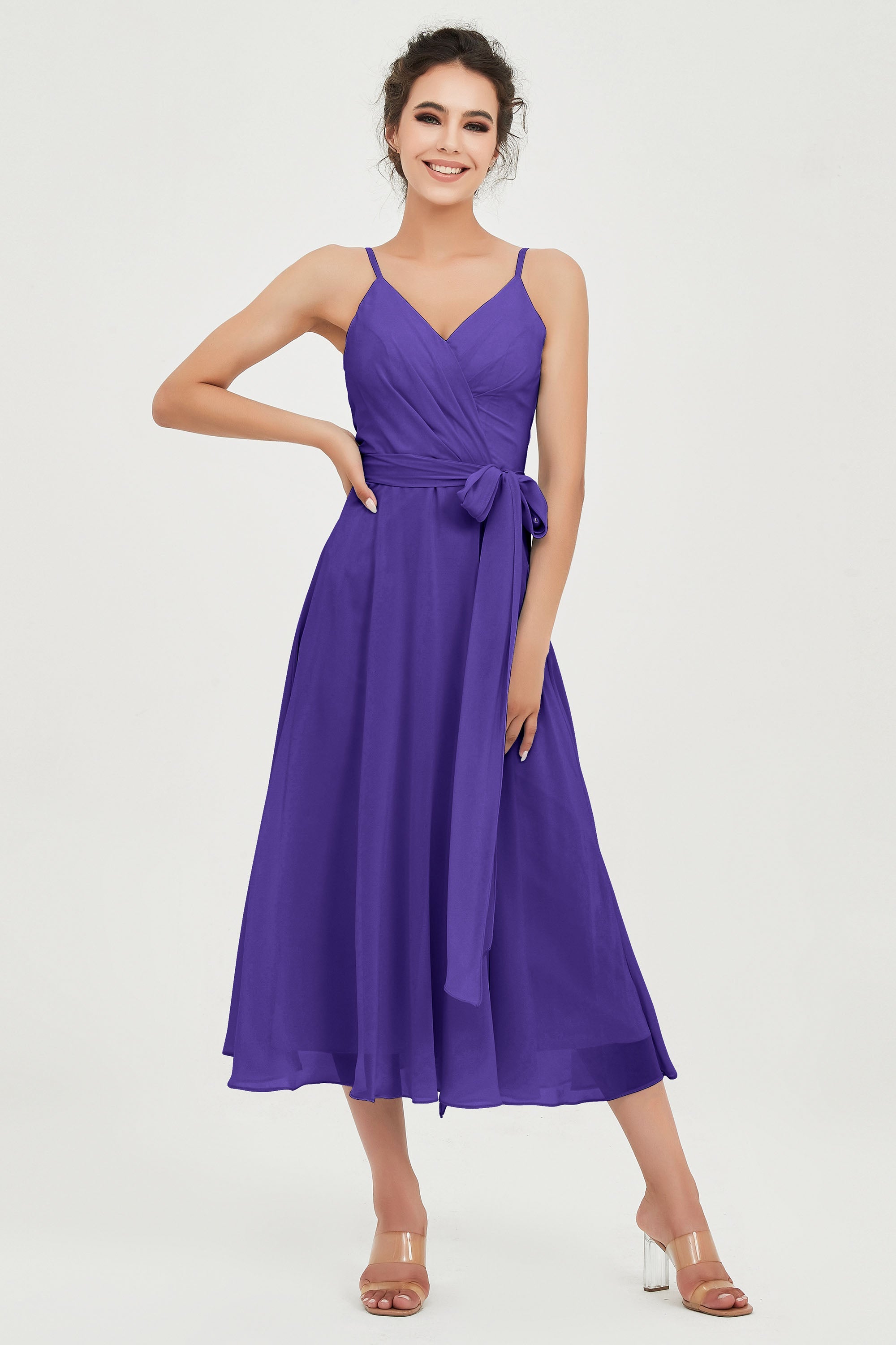 Spaghetti Straps Chiffon Wedding Guest Dress Junior Bridesmaid Dresses Occasion Gowns