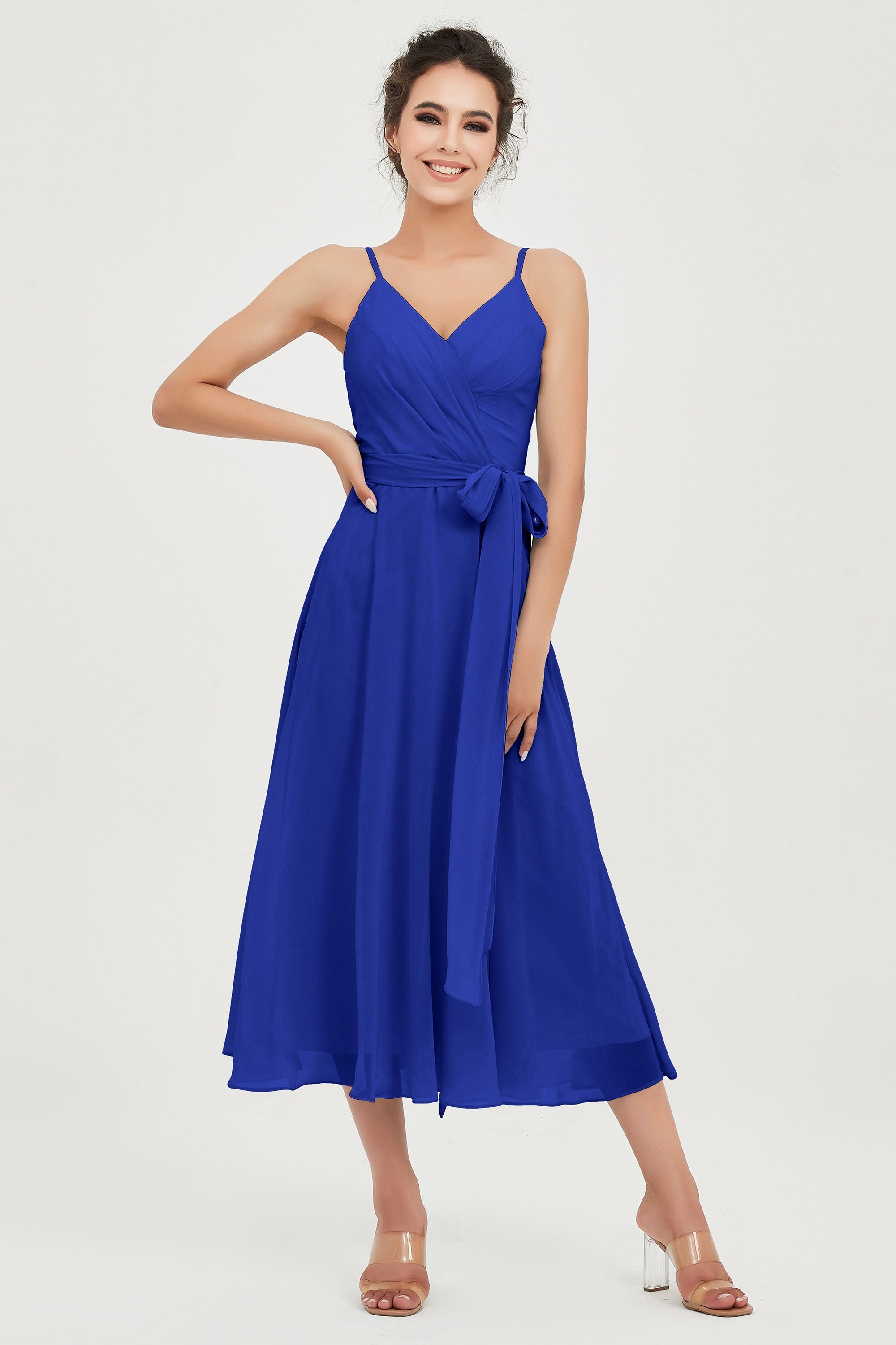 Spaghetti Straps Chiffon Wedding Guest Dress Junior Bridesmaid Dresses Occasion Gowns